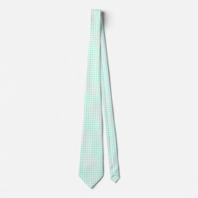 Gravata Padrão xadrez gingham verde marinho retrô fofo (Frente)
