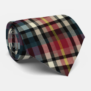 Gravata Padrão Xadrez Gingham Vermelho e Azul Elegante