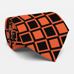 Gravata Padrão Xadrez Laranja Preto