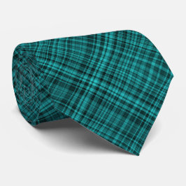 Gravata Padrão Xadrez Preto Verde Azul