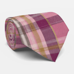 Gravata Padrão Xadrez Rosa Elegante e Clássico