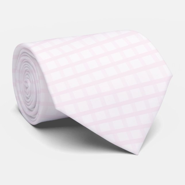Gravata Padrão Xadrez Rosa Pastel e Rosa Quartzo Rosa (Rolled)