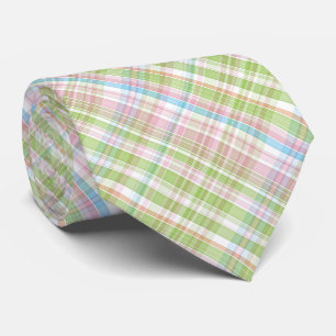 Gravata Padrão Xadrez Tartan Diagonal Colorido Pastel