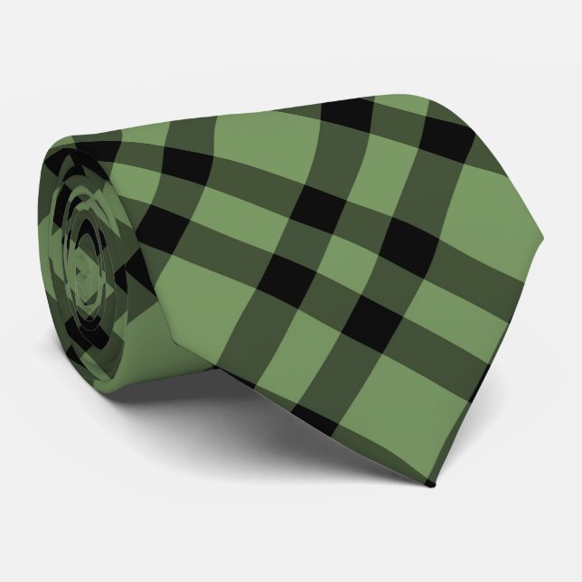 Gravata Padrão Xadrez Verde Preto (Rolled)