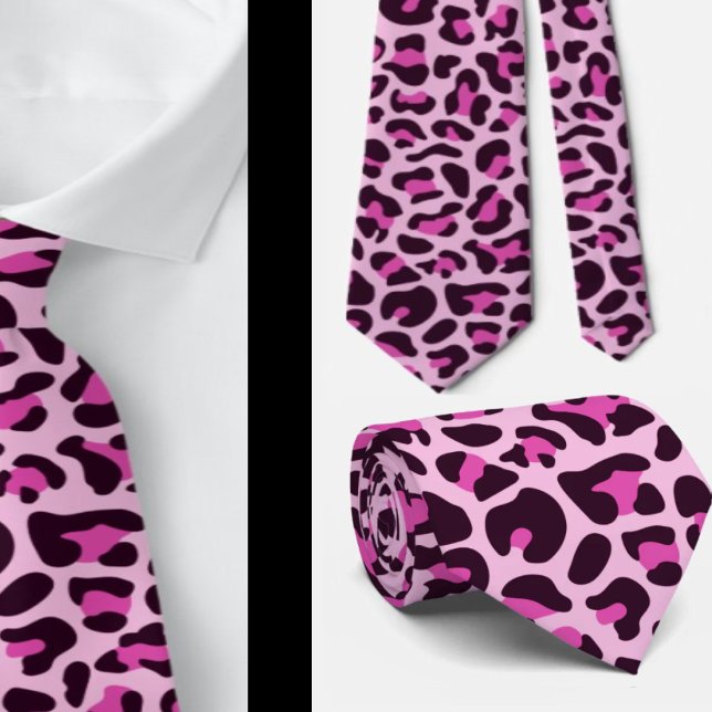 Gravata Padrinhos de casamento de Leopardo Rosa Imprimidos (Criador carregado)