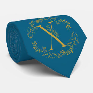 Gravata Padrinhos de casamento Monogramas de Cor Azul Oceâ