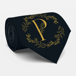 Gravata Padrinhos de casamento Rich Black Color Monogramas