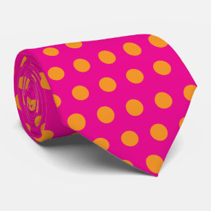 Gravata Padrões Abstratos de Laranja Rosa Pontos Polka Pre