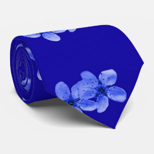 Gravata Padrões de Blossomas de Cereja Azul,