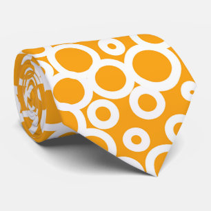 Gravata Padrões de Bolinhas Laranja e Branco retrorreflec