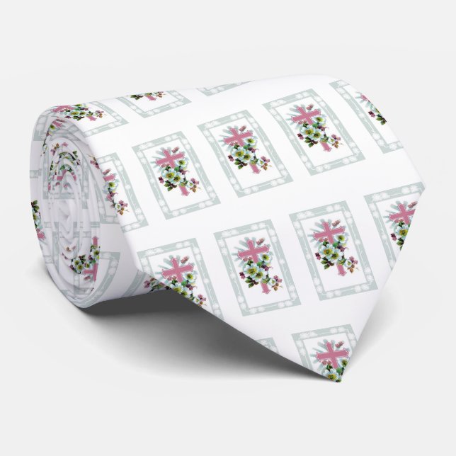 Gravata Padrões De Flores E Cruzamentos (Rolled)