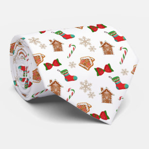 Gravata Padrões de Natal de Snowflakes Candy Cane