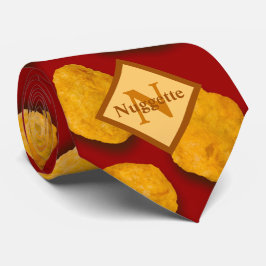 Gravata Padrões de Nugget de Frango Engraçado Monograma