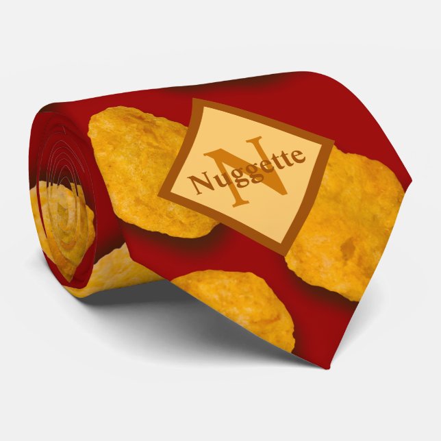 Gravata Padrões de Nugget de Frango Engraçado Monograma (Rolled)