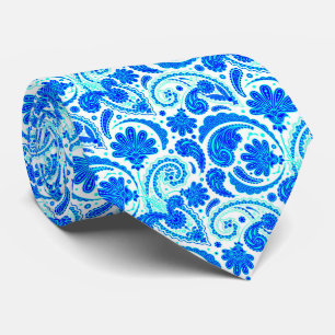 Gravata Padrões de paisley aqua azul fofo