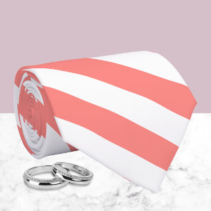Gravata Padrões de Riscar Branco de Coral Elegante