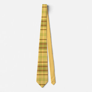 Gravata Padrões de Xadrez Amarelo e castanho retrô