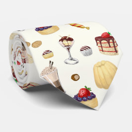 Gravata Padrões doces com várias sobremesas.