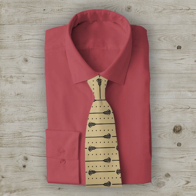 Gravata Padrões Dourados de Lacrosse e Linhas Pontas (Criador carregado)