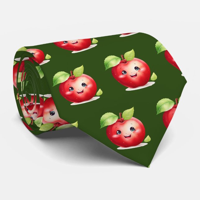 Gravata Padrões em forma de maçã de cartoon bonito (Rolled)