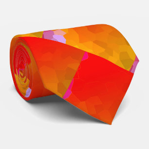 Gravata Padrões geométricos cor-de-rosa laranja cor-de-ros