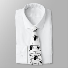 Gravata Padrões negros de aranhas brancas teias