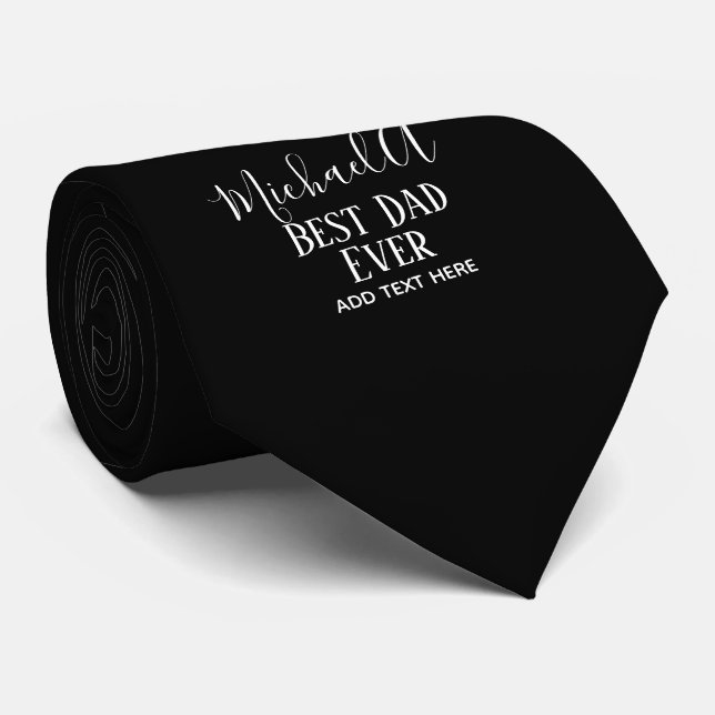 Gravata PAI Presente Personalizado Branco Preto Clássico (Rolled)