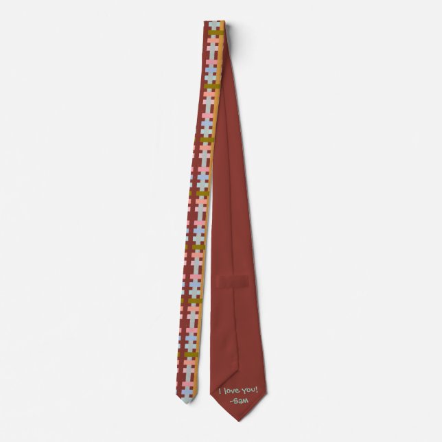 Gravata Painted Plaid PERSONAL MESSAGE Colorful Neck Tie (Verso)
