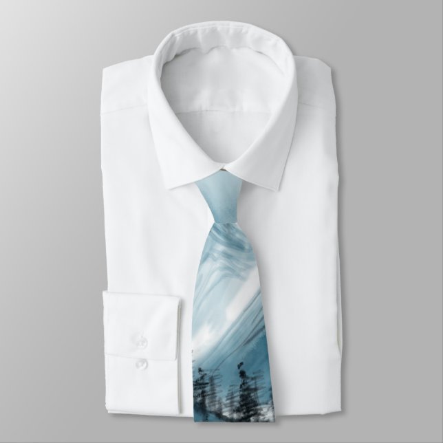 Gravata Paisagem Artística Chinesa Pintura Chinoiserie (Amarrado)