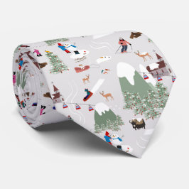 Gravata Paisagem de Esqui de Neve