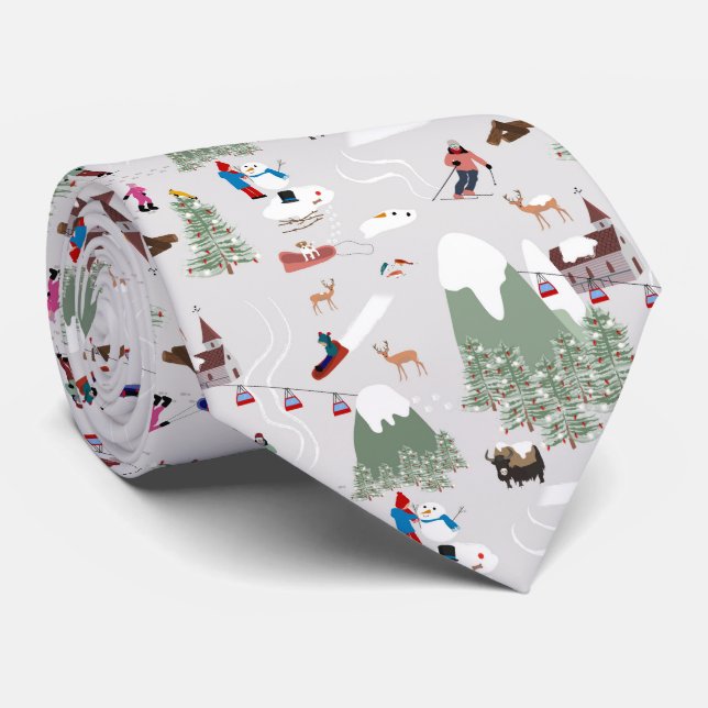 Gravata Paisagem de Esqui de Neve (Rolled)