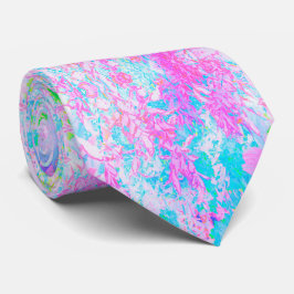 Gravata Paisagem de Hortênsias Azul Água e Rosa Quente