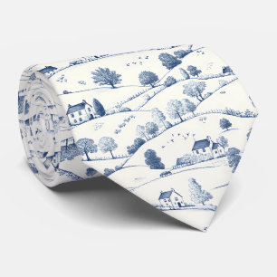 Gravata Paisagem Toile Azul Vintage (2)
