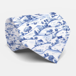 Gravata Paisagem Toile Azul Vintage (4)