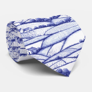 Gravata Paisagem Toile Azul Vintage (6)
