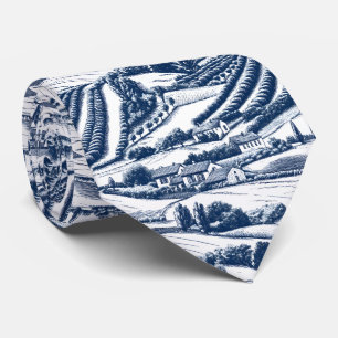 Gravata Paisagem Toile Azul Vintage (7)