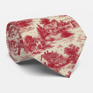 Gravata Paisagem Toile Vermelho Vintage (7)