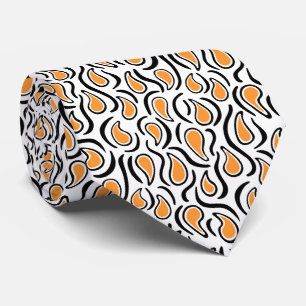 Gravata Paisley Abstrato 230523 - Laranja Claro, B&W