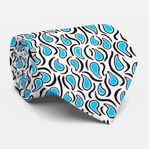 Gravata Paisley Abstrato 230523 - Sky Blue, B&W