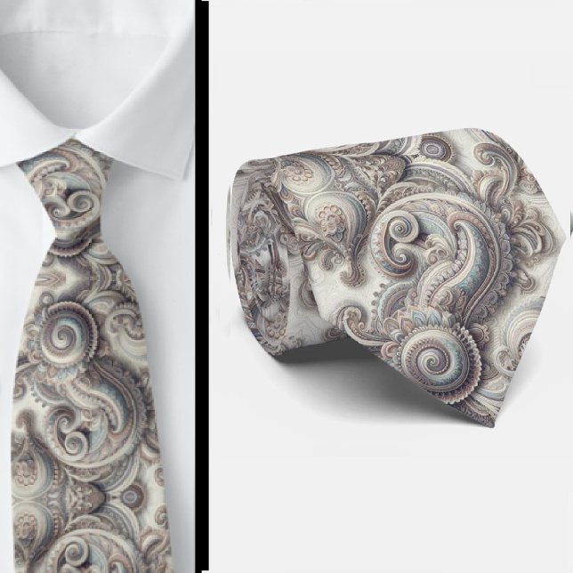 Gravata Paisley Azul Premium Dourado e Branco (Criador carregado)