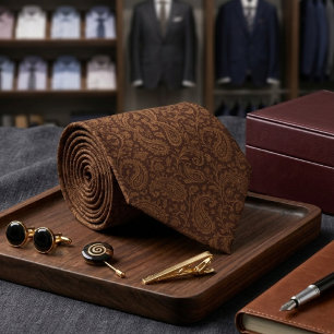 Gravata Paisley Marrom Textura