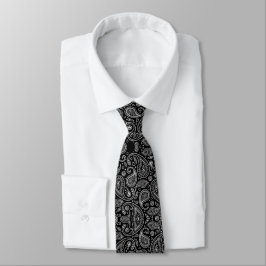 Gravata Paisley preto e branco