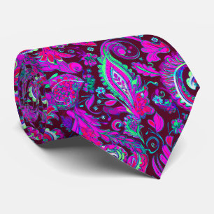 Gravata Paisley Psicodélico Roxo