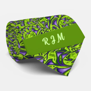 Gravata Paisley verde e roxo Monogrammed