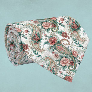 Gravata Paisley Vintage Olha a Rosa Burgundy Green House