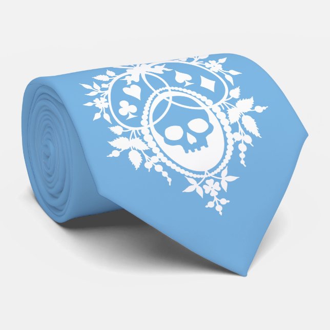 Gravata Paixão Azul com Tinta do Pescoço do Crânio e dos C (Rolled)