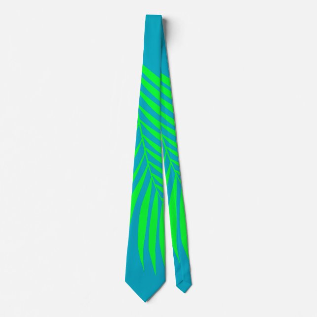Gravata Palm Tree Leaf Tropical Sea Blue Abstrato (Frente)
