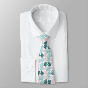 Gravata Palma Deixa O Pastel Turquoise Rosa Escuro