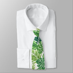 Gravata Palma Tropical Verde Folha Monstera