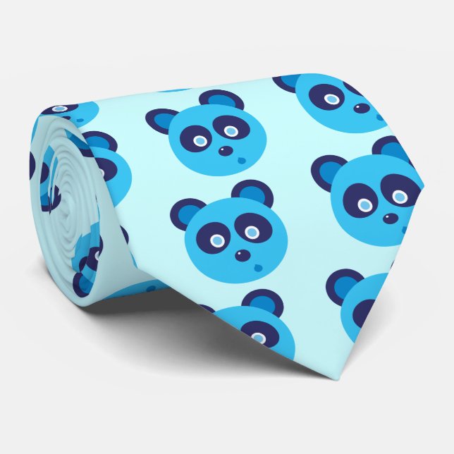 Gravata Panda Azul (Rolled)